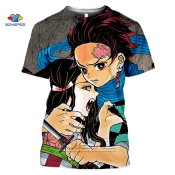 SONSPEE Vartotojų Marškinėliai Vyrams / Moterims Anime Demon Slayer: Kimetsu Nr. Yaiba 3D Atspausdintas T Shirts Harajuku Stiliaus Marškinėliai Streetwear Viršų
