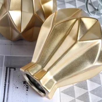 NOOLIM Golden Nordic Keramikos Hydroponic Mažas Origami Vaza Namų Kambarį Apdailos Lentelės Mini Džiovintų Gėlių Bakas