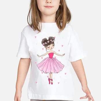 T-marškinėliai mergaitėms Baleto šokėjas rožinė meilė spausdinti marškinėlius merginos kawaii vaikams drabužių gimtadienio dovana viršūnes mergaitėms harajuku marškinėliai