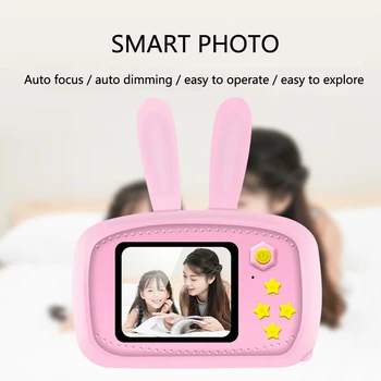 Vaikai Kamera, 32GB Atminties Kortelę Mini Skaitmeninis Fotoaparatas su Mielas Triušis Silikoninis Dangtelis Apsaugos Atveju Nuotrauka Žaislai Vaikams Dovanų