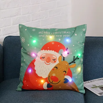 LED Šviesos Kalėdų Pagalvės užvalkalą Santa Claus Spausdinti Vyras Sofa-Lova Namų Kalėdų Dekoro Užvalkalas Miegamasis Pagalvėlė Padengti 45x45CM