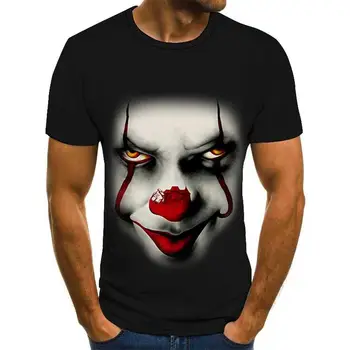 Nauja, vyriški T-shirt Eskizas klounas 3D Atspausdintas vyriški T-shirt Joker Veido Atsitiktinis O-Kaklo Vyras Klounas marškinėliai trumpomis Rankovėmis Viršūnes Išdaiga