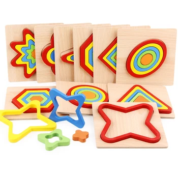Dropshipping Montessori Geometrijos Vaivorykštė, Dėlionės, Mediniai Žaislai Vaikams Formos Pripažinimo Švietimo Ikimokyklinio Mokymo Priemonių