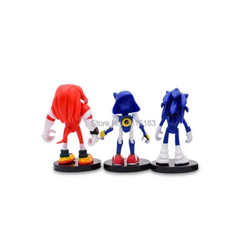 6 vnt./daug Anime Sonic Uodegos Amy Rose Knuckles PVC Veiksmų Skaičius, Lėlės Modelis Žaislas Kalėdų Dovana Vaikams 7