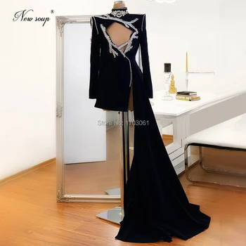 2021 Naujos Puošnios Moters Vakaro Suknelės Dubajus Ilgomis Rankovėmis Promenadzie Suknelė Juoda Vestido De Fiesta Arabų Vestuvės Dress