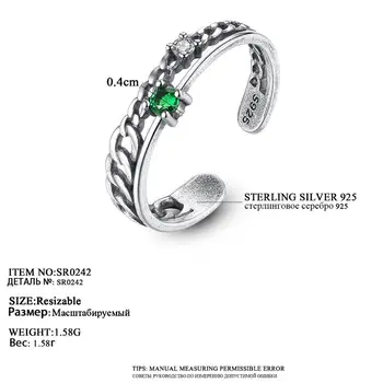 PAG&MAG Naujausias Smaragdas Vienas Žiedas Kieto Sidabro 925 Manžetai Žiedas Moterims Retor Reguliuojamas Žiedo Jewellry SR0242