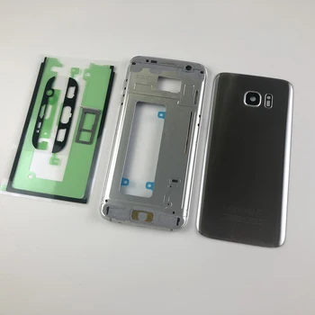 Samsung Galaxy S7 Krašto G935 Būsto Viduryje Rėmas+Baterijos Dangtelį ir Fotoaparato Objektyvo Dangtelis+Klijai+Sim Card Tray Laikiklis