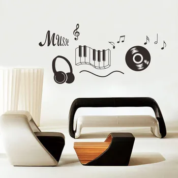 2017 šiuolaikinės PVC muzikos pastaba ausinės Notel lipdukai namų Puošybai meno nuimamas black 42 * 43cm