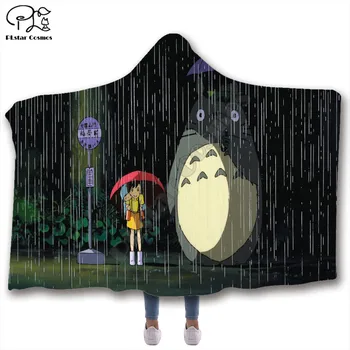 Anime Mano Kaimynas Totoro Gobtuvu Antklodė Suaugusiųjų spalvinga vaikų Sherpa Vilnos Nešiojami Antklodė Mikropluošto Patalynės stilius-4