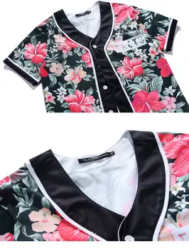 Prabanga Tropinių Gėlių Mens 3D visoje Spausdinti Beisbolo Marškinėliai Jersey Unisex Streetwear Atsitiktinis Apačioje Vasaros Viršūnes Tees Marškinėliai