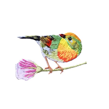 Maxsin Gražus mados siuvinėjimo paukštis su gėlių Pleistras sticke medžiaga pasta drabužių užlopyti skylę 