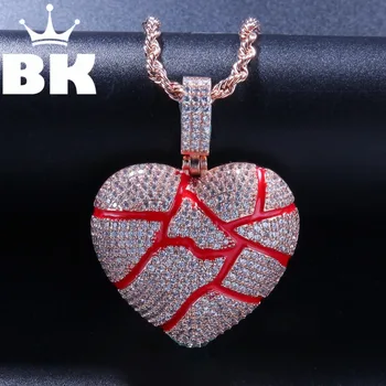 THE BLING KING Custom Lavos Broken Heart Karoliai Hip-Hop Visą Lediniame Iš Kubinis Cirkonis aukso skiedra CZ Stone