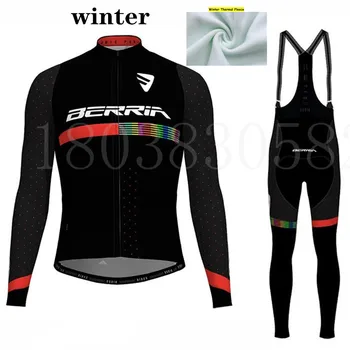BERRIA komanda Žiemą dviračiais kostiumas Vyrai ilgomis rankovėmis Aksomo sporto kelių dviratį šiltų drabužių mtb striukė vilnos marškinėliai Ciklo rinkinys ciclismo