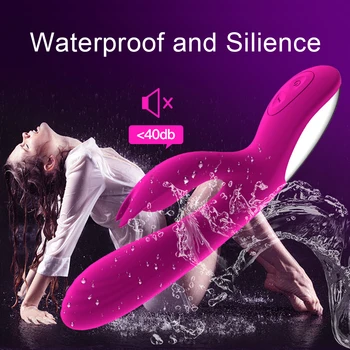 10 Dažnio Silikono Dvigubos Vibracijos Sekso Žaislas Triušio Ausies Klitorio Stimuliacija Tikroviškas Dildo Masažas, G-spot Makšties Masturbacija