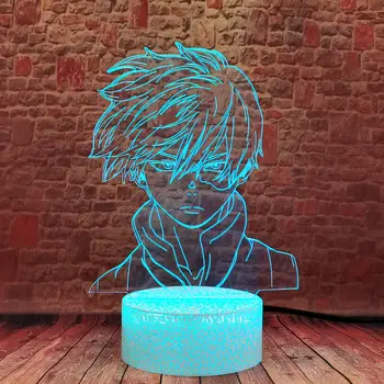 Cool Mano Herojus akademinės bendruomenės Manga 3D LED Spalvinga Touch Stalas naktinė lempa Shoto Anime Pav Žaislai berniukams
