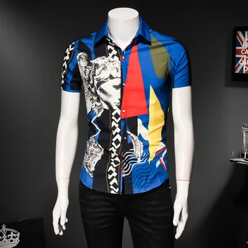 BAO SHAN prekės pradinio geometrinio pobūdžio modelis modelio vyriški trumparankoviai marškinėliai 2020 naujas prabangus tendencija vasaros mados marškinėliai