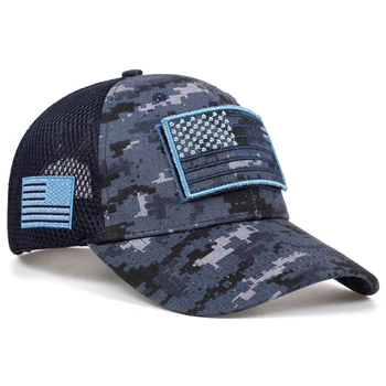 Taktinis kamufliažas, beisbolo kepuraitės, vyriški vasaros tinklelio, karinės armijos skrybėlės skirtos beisbolo kepuraites su juostelėmis JAV vėliavos