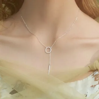 Nekilnojamojo 925 Sterlingas Sidabro Geometrinis Choker turas kutas Karoliai Mados Moterų Minimalistinio Fine Jewelry Mielas Priedai