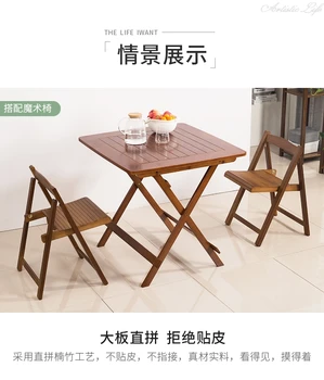 Montavimas-nemokamas sudedamas stalas valgomojo stalas, bambuko medžio masyvo valgomojo stalas, paprastų buitinių balkonas sudedamas stalas