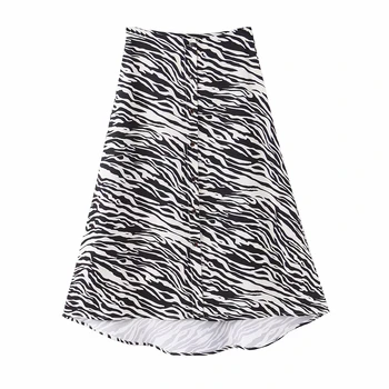 2020 Mados zebras dryžuotas sijonas moterims vasaros aukšto liemens sijonai ropa mujer korėjos kawaii mygtuką iki midi sijonas kawaii streetwear