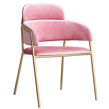 Šiaurės minimalistinio aukso geležies valgomojo kėdė kūrybos atsitiktinis makiažas, viešbutis, kavinės, biuro kėdė, dvigubai atgal kėdė