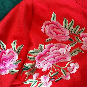 Gėlių siuvinėjimas tradicinės Kinų naujųjų metų drabužių moterims švarkai marškiniai