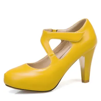 Sgesvier 2020 Plus size 32-48 moterų siurbliai storio aukštakulniai platformos partija batai vasaros seklių batus moteris juoda geltona