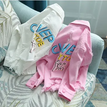 2019 m. pavasario mergaitė ir berniukas mados džinsinio audinio paltai vaikai džinsai striukė spausdinimo viršų