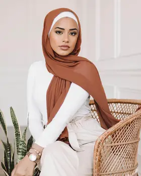5vnt/daug Burbulas Šifono Hijab Šalikas Moterims Galvos Apsiaustas Paprastas Musulmonų Šalikai Hijabs Skaros Turbaną Lankelis Skarelė Foulard Femme