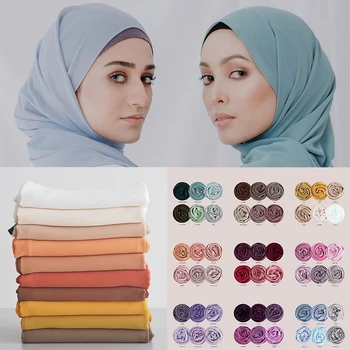 5vnt/daug Burbulas Šifono Hijab Šalikas Moterims Galvos Apsiaustas Paprastas Musulmonų Šalikai Hijabs Skaros Turbaną Lankelis Skarelė Foulard Femme