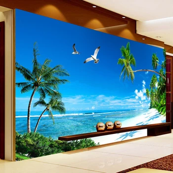 Custom 3D Tapetai, Freskos, Miegamojo Sofa-lova, TV Foną, Sienos Dokumentų Namų Dekoro Coconut Grove Paplūdimys Šiuolaikiškos Sienų Tapybos Tapetai
