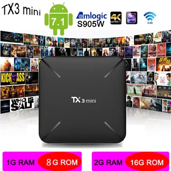 Tanix Android 7.1 TX3 mini Amlogic S905W 2.0 HDMI Smart TV Box 1GB/2GB DDR3 RAM, 16GB ROM Paramos 4K H. 265 