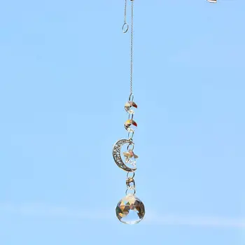 KN suncatcher namų deco mėnulis ir žvaigždės haning kristalų ornamentu suncatcher deco crystal prism housewarming dovanos sodo puošmena