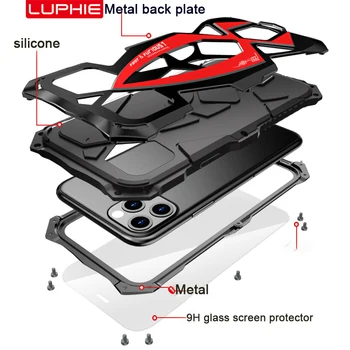 Metalo 360 Visiškai Apsaugoti Šarvai Atveju iPhone, 11 atveju funda coque 