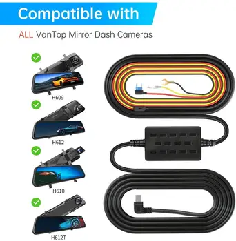 VanTop VJ9HQ Brūkšnys Cam Hardwire Rinkinys, 11,5 pėdų Mini USB Kietąjį Vielos Rinkinys Dashcam Konvertuoja 12V-24V į 5V/2.5 w/Saugiklių Rinkinys su Įrankiu