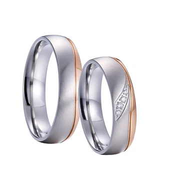 Vyriški ir Moteriški Rose Aukso Spalvos Aljansų santuokos Pora Vestuvinių Žiedų rinkinys vyrams ir moterims nerūdijančio plieno žiedas papuošalai