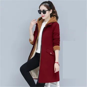 Populiariausi produkto 2019 Moterų zip hoodies Pridėti vilnos žieminis paltas Ėriukų vilnos Madingi moterų drabužiai aukštos kokybės K4487