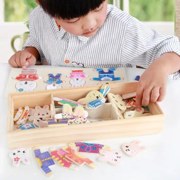 Montessori Žaislai Švietimo Medinio Medžiagos, Žaislai Vaikams, Ankstyvo Mokymosi Sensorinėmis Pažinimo Triušis persirengti Žaidimai
