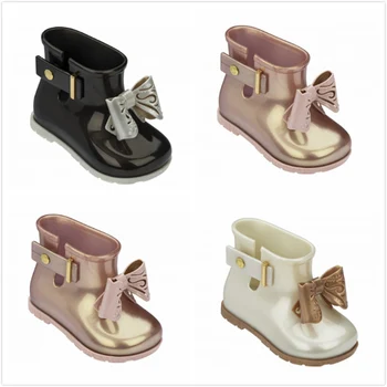 Visi sezonai kūdikių lietaus batai mergaitėms želė batai vaikas rainboot vaikams, neperšlampami batai pearl lankas minkšta guma, vidpadis 14 iki 18 cm