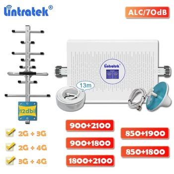 Lintratek 70dB dual band 2g 3g 4g signalo stiprintuvas DCS LTE 1800 korinio ryšio stiprintuvas GSM 900 WCDMA 2100 CDMA 850 VNT 1900 pilnas komplektas