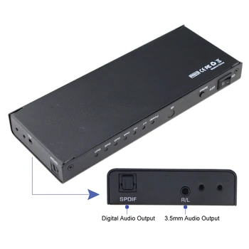2X4 HDMI Splitter 2 4 Out HDMI Jungiklis su SPDIF Audio 3.5 mm, Parama HD 