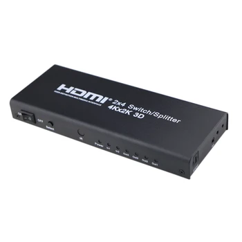 2X4 HDMI Splitter 2 4 Out HDMI Jungiklis su SPDIF Audio 3.5 mm, Parama HD 