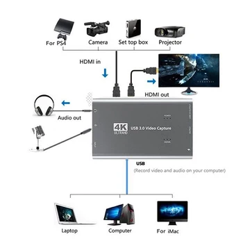 Užfiksuoti Kortelės 1080p 60fps Live Transliacijos HDMI USB 3.0 4K Užfiksuoti Kortelės Xbox Vienas, PS4, Wii, Nintendo Jungiklis