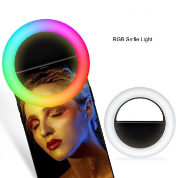 3 Spalvų RGB Selfie 4 Šviesos Režimai, LED Mobiliojo Telefono Užpildyti Šviesos filmuoti Vlogs Selfie Flash Telefoną, Nešiojamąjį kompiuterį 