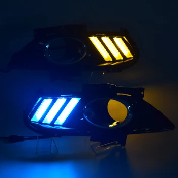 Automobilių Lempos DRL LED Dienos Veikia Šviesos su Geltona Posūkio Signalo Relės Vandeniui 
