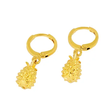 Ne Išnyks Amžinai 18K Gold Jewelry Lašas Auskarai Ananasų Formos Aretes De Mujer Akmuo Granatas Lašas Auskarai Moterims Joyas