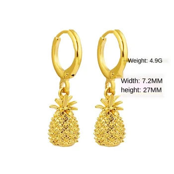 Ne Išnyks Amžinai 18K Gold Jewelry Lašas Auskarai Ananasų Formos Aretes De Mujer Akmuo Granatas Lašas Auskarai Moterims Joyas