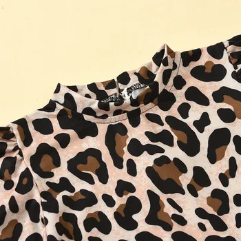 Mados mergaičių rudenį ilgomis rankovėmis leopard viršūnes kailis boow nėrinių sijonus bamblys vaikams baby girl drabužiai vaikams, kombinezonas rinkiniai 2vnt 1-6Y