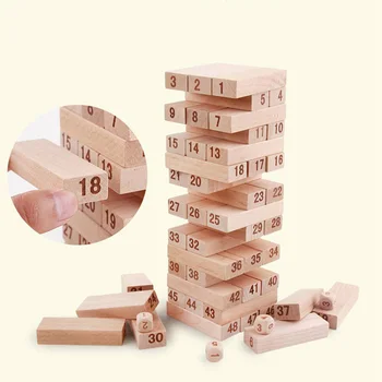 54 Vnt/set Aukštos Kokybės Buko Medinis Bokštas Medienos Blokai Jenga Domino Žaidimas Žaislai Vaikams Dovanų Švietimo Plėtros Žaislas