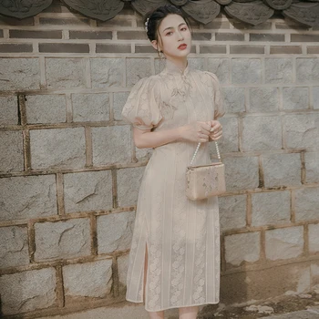 2019 naujas mados moterų suknelės Nėriniai Kinų stiliaus cheongsam vasaros suknelė